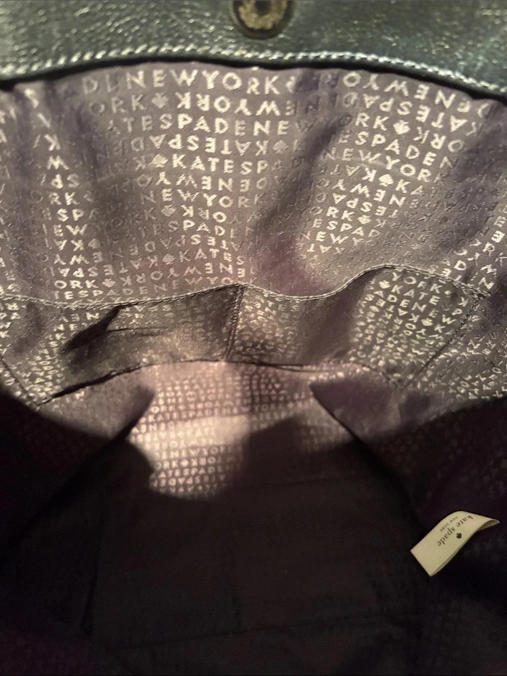 Kate Spade Quinn Villabella Ave Black Pebbled Leather Tote with Bow Accent EUC